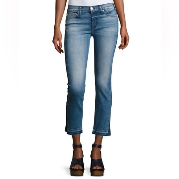 Hudson Jeans Midrise Tilda Crop Cigarette Women’s Size 27 Hem Side Detail Denim - Picture 1 of 14